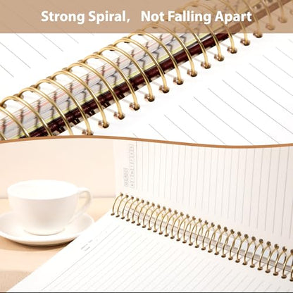Yoment Hardcover Spiral Notebook 8.5" x 11" Leather 5 Subject Notebook College Ruled with Dividers Tabs 300 Pages Large Spiral Journal Notebooks for Work School Note-Taking Business, Burgundy - color: Burgundy