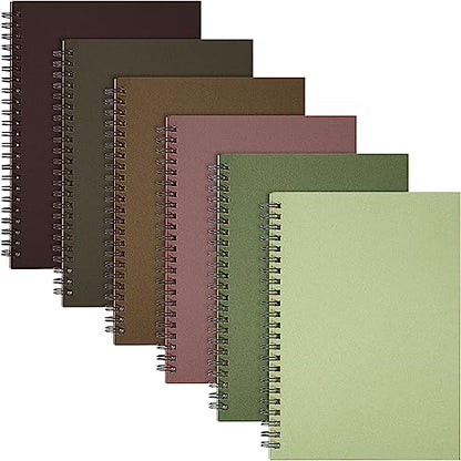 Fuutreo 6 Pack B5 Spiral Notebooks 10.5 x 7.45 Inch College Ruled Aesthetic Journal Kraft Hardcover 70 Sheets (140 Pages) Spiral Notebook for Office Students Work Journaling(Fresh,Morandi) - color: Fresh