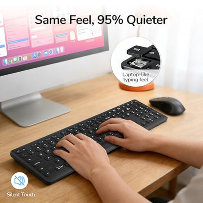 Wireless Keyboard Mouse Combo, Scissor-Switch Keys, 2-in-1 USB Receiver and Two Bluetooth, Multi Device Silent Design for Computer, Laptop, MacBook and iPad (Graphite) - color: Graphite