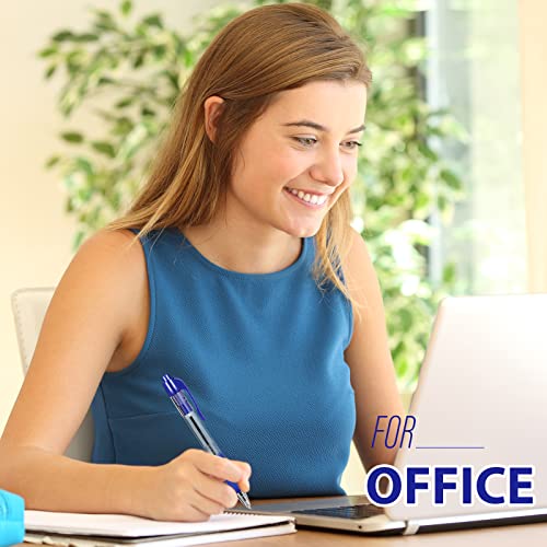 Fainne 200 Pack Retractable Ballpoint Pen 1.0 mm Medium Point Refillable Smooth Click Writing Pens With Grip for Work Journal Writing Office School Supplies(Blue Ink) - color: Blue Ink