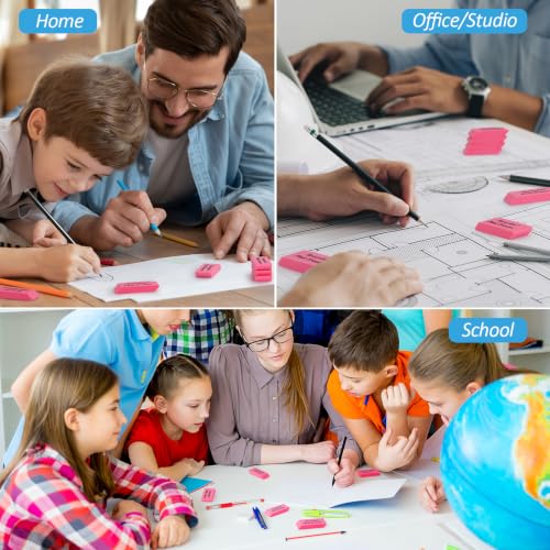 12 Rubber Pencil Erasers Bulk for School/Office, Latex-Free Smudge-Free Soft Bevel Erasers for Students, Bulk School Supplies for Classrooms, Teachers, Home, Office, Art Class