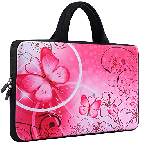 icolor 14 15 15.4 15.6 inch Laptop Handle bag Computer Protect Case Pouch Holder Notebook Sleeve Neoprene Cover Soft Carring Travel Case for Dell Lenovo Toshiba HP Chromebook ASUS Acer Pink ICB-10 - color: Pink Butterfly