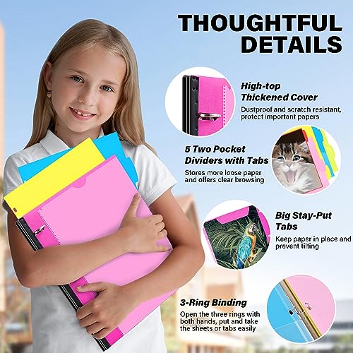 WOT I Telescoping Project Organizer, Refillable Binder with Dividers and Pockets, 13 Pocket Folders, 1 Inch 3 Ring Binder, Pink - color: Pink, size: 1 Pack