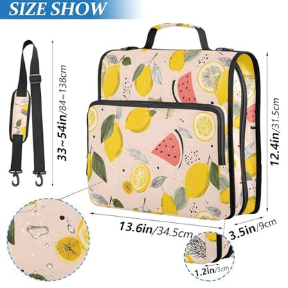 3 Ring Zipper Binder Lemon Watermelon Binders Bag with Shoulder Strap 500 Sheets Paper Organizer Trapper Keeper Documents Storage File Folder for School Office - color: A2807