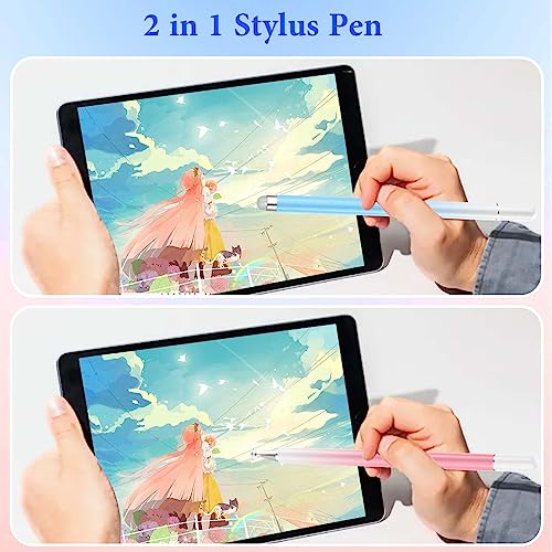 Stylus Pens for Touch Screens,2 in 1 Magnetic Disc Stylus Pen for iPad with Magnetic Cap, iPad Tablet Pen Compatible with iPhone/iPad/Android/Microsoft/Surface/Switch 2 All Capacitive Touch Screens - color: Pink+Blue