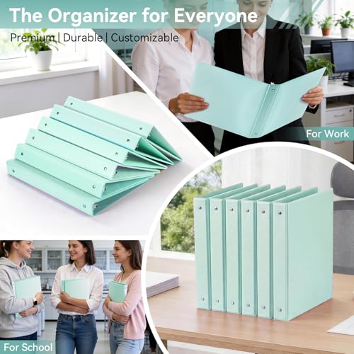 SUIN 1 Inch 3 Ring Binder, Clear 1'' View Presentation Binders with 2 Pockets, Fits 8.5 x 11 Letter Size, Durable Polypropylene, Non-Stick & PVC-Free for School, Office & Home (Brushed Green) - color: Brushed Green
