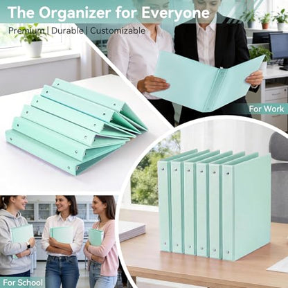 SUIN 1 Inch 3 Ring Binder, Clear 1'' View Presentation Binders with 2 Pockets, Fits 8.5 x 11 Letter Size, Durable Polypropylene, Non-Stick & PVC-Free for School, Office & Home (Brushed Green) - color: Brushed Green