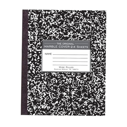 ROARING SPRING Flexible Cover Composition Notebook, Black Marble, Wide Ruled w/Margin, 24 Sheets (48 Pages), 8.5" × 7", Center-Sewn, Made in USA - size: 8.5" x 7" 24 Sheets, style: 1 Book