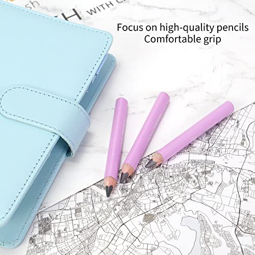 3.5-inch short triangular fat pencil, 5mm fat refill, mini wooden pencil, suitable for small hand writing and painting for preschool children and kindergarten (8 light pink) - color: Pink