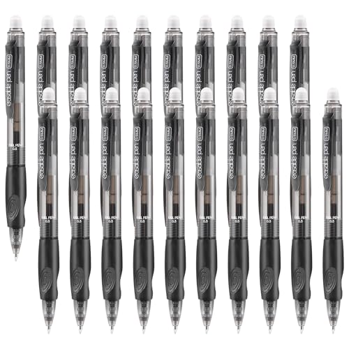 USUAL Retractable Erasable Gel Pens, 0.5mm Fine Point, 20 Black Ink Pens, Make Mistakes Disappear, Smooth Writing for Office & Back-to-School Supplies (20 Black) - color: 20 Black