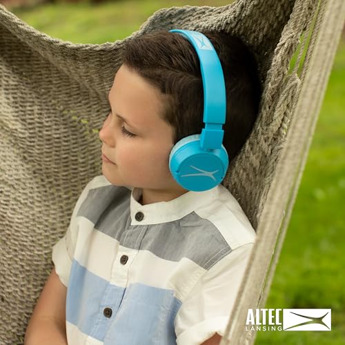 Altec Lansing - Kid Safe 2-in-1 Bluetooth Headphones, Safe Volume Limiting, Foldable Design, Enjoy Audio and Protect Your Child's Hearing (Blue) - color: Blue