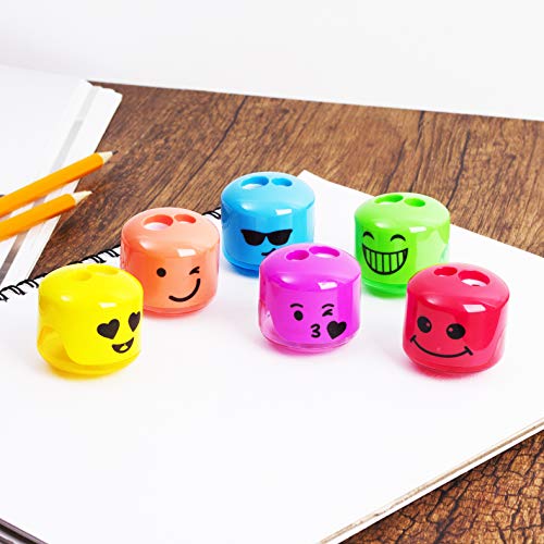Mr. Pen- Pencil Sharpeners Manual, 48 Pack, Dual Hole, Smiley | Bulk Handheld Pencil Sharpener, Compatible with Standard and Jumbo Pencils, Snap-on Lid, Stainless Steel Blade - size: 48 Pack