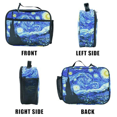 Art Starry Sky Lunch Bag Insulated Reusable Lunch Box Kids Girls Boys Cooler Thermal Tote Bag For Men Women School Work Picnic - color: Starry Sky