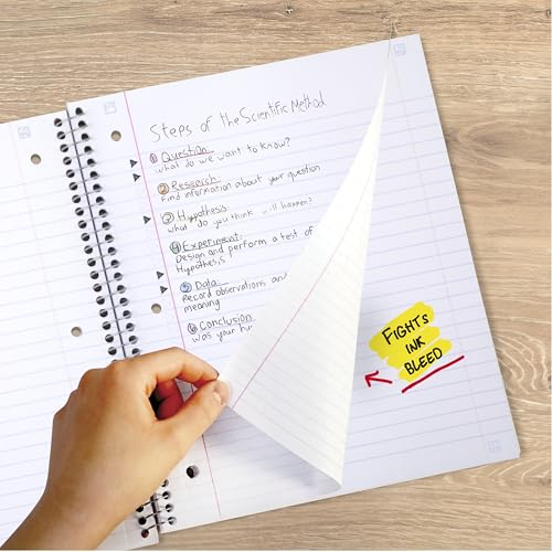 Five Star Spiral Notebook + Study App, 5 Subject, Wide Ruled Paper, 8" x 10-1/2", 200 Sheets, Fights Ink Bleed, Water Resistant Cover, Fire Red (72041) - color: Fire Red, size: 8" x 10.5" (Pack of 1)