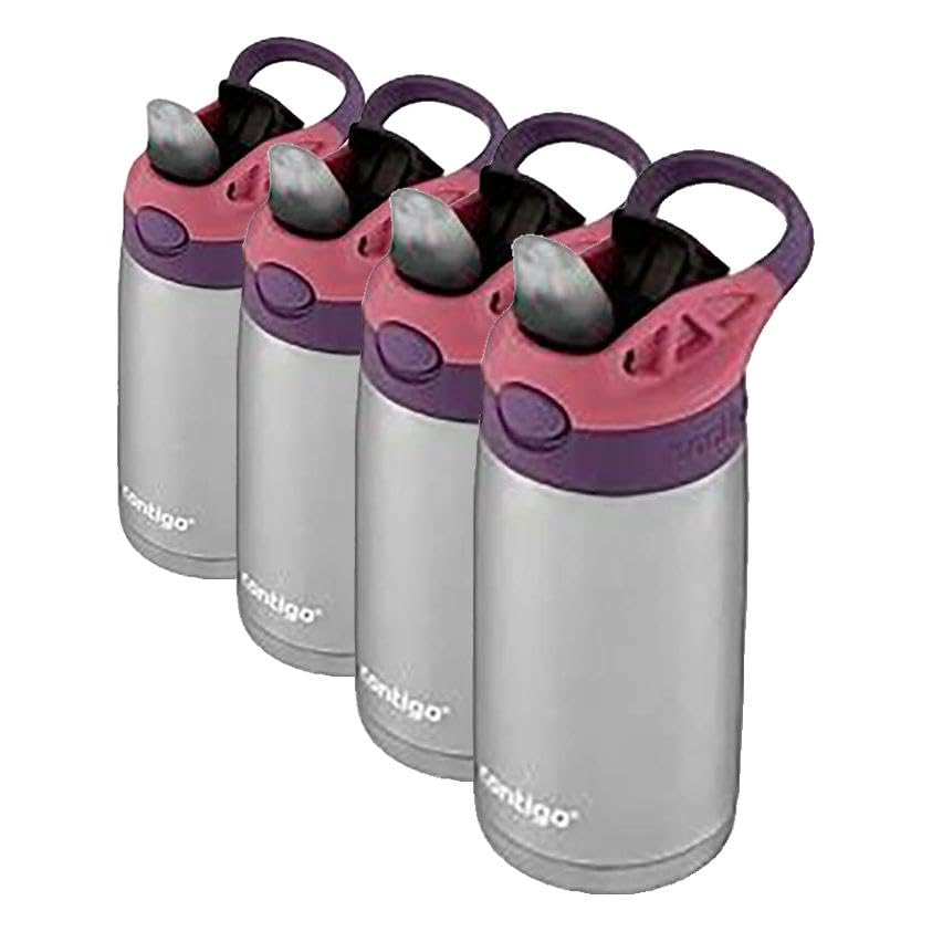 Contigo AUTOSPOUT Camping Hydration Thermal Bottle 1 Count Eggplant & Punch (Pack of 4) - color: Eggplant/Punch, size: 13 Ounces (Pack of 4)