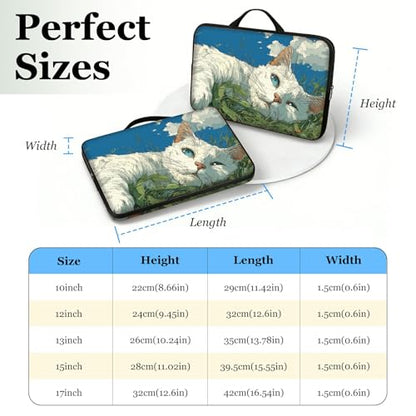 13 13.3 14 inch Laptop Sleeve with Handle, Cute Sleeping Cat Water‑Resistant Laptop Carrying Case for MacBook Air 13-inch/MacBook Pro 13/14 inch/Dell/HP/Lenovo - color: Cute Sleeping Cat, size: 13-14 inch Devices