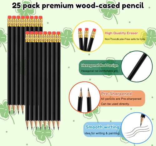 Adhere 25pcs Woodcase Pencils with Eraser Premium Pre-Sharpened Hexagon Graphite 2B pencils ideal for home, office writing including a Free Sharpener(Black・25pcs) - color: Black・25pcs