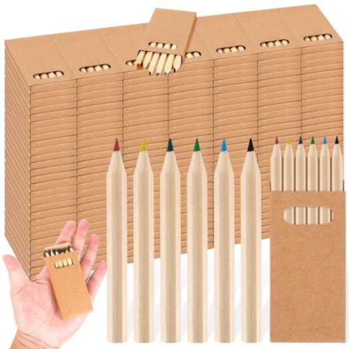 Faccito 200 Packs Mini Colored Pencils Bulk for Kids 3.5 Inch Small Coloring Drawing Pencil in Boxes 6 Different Color for Easter Gift Painting Birthday Party Favor Classroom School Supplies