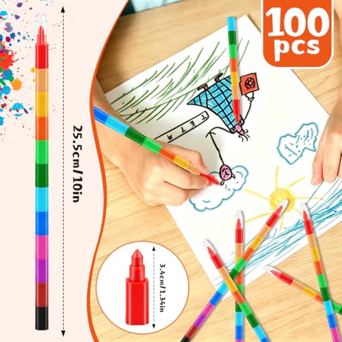 50 Pcs Stackable Crayons, 12 Colors Stacking Buildable Crayons Colorful Stackable Pencils Party Favors DIY Rainbow Pencil for Adults Office Birthday Party