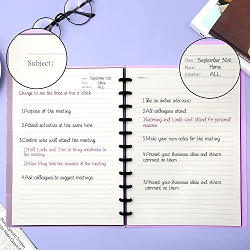 Discbound Notebook Refills for 11 Discs Notebooks 8.6 in x 12 in Letter Size 120 Sheets Multi-Subject Project Lined Pages Customizable Removable Pages(100 GSM) Heavyweight Planing Paper - color: White Refills, size: Large