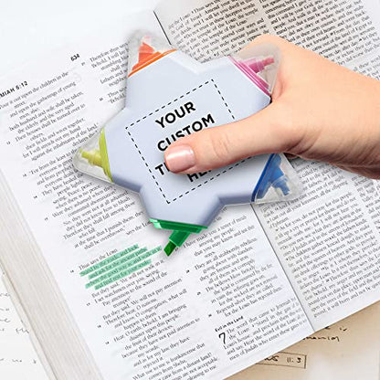 DISCOUNT PROMOS Custom Highlighters Set of 10/50/100, Personalized Bulk Pack Durable Chisel Tip Textbook Highlighters Handy and Easy to Store - Star - color: White - Star