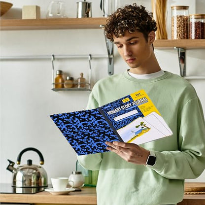 4 Pack - EPI Primary Ruled Composition Notebook Black - 200 Pages (100 Sheets), 9-3/4 x 7-½ - Classroom Back to School Supplies, Heavy Duty, Durable Hardcover Office Notebooks, Sewn - size: Pack of 4, style: Primary Ruled