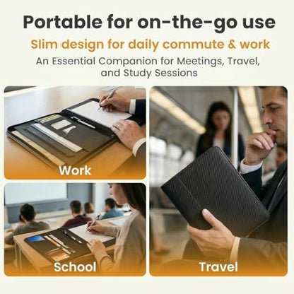 Universal Padfolio Case – Tablet Portfolio Organizer with Notepad Holder – Compatible with iPad 10th 11th Gen, iPad Pro 11, iPad 7 8 9 10.2 10.9 and 9.7 inches - color: Carbon Fiber