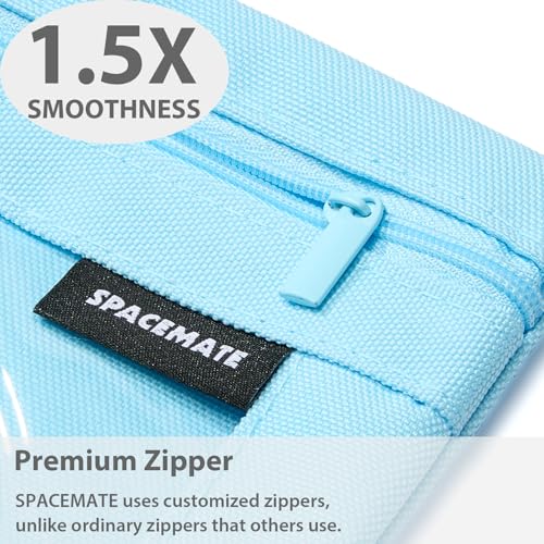 SPACEMATE Binder Pencil Pouch Case Box Bag for 3 Ring Binder School Supplies Girls Boys Kids, Clear Preppy Stuff Large Aesthetic Pen Organizer, Back to College Stationary, 1 Pack, Sky Blue - color: Sky Blue