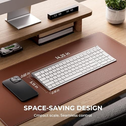iClever BK10 SE Bluetooth Keyboard for Mac, Multi-Device Slim Wireless Keyboard with Numeric Keypad, Standard Full-Size Keys, USB-C Rechargeable, Compatible with iPad Windows iOS Android - color: Silver