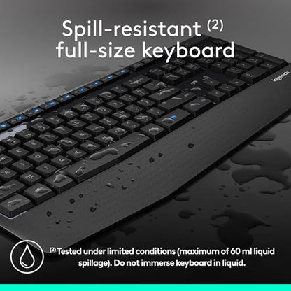 Logitech MK345 Full Size Wireless Keyboard and Mouse Combo - Black | Full size keyboard with integrated palm rest, compact right handed mouse, connect via single included USB-A Nano Receiver - size: 1 Pack, style: Combo
