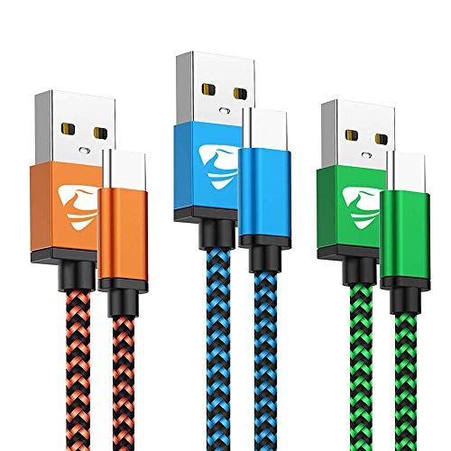 Aioneus 3Pack 6ft USB C Cable 3A Fast Charge, USB A to Type C Charger Cord Braided Charging for Samsung Galaxy A03s A02s S22 S21 S20 S10 S9 A11 A12 A13 A20 A21 A32 A50 A51 A53 A10e S10e, Moto G7, LG - size: 6ft+6ft+6ft, style: USB C