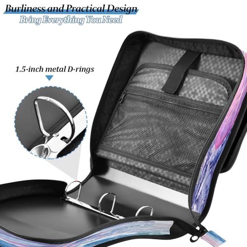 3 Ring Zipper Binder Dreamy Ocean Beach Dolphins Binders Bag with Shoulder Strap 500 Sheets Paper Organizer Trapper Keeper Documents Storage File Folder for School Office - color: A2394