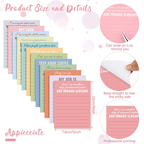 Geyee 24 Pcs Back to School Teacher Gifts Sarcastic Sticky Notes with Funny Pens 3 x 4 Inch Funny Teacher Appreciation Gifts for Coworkers Employee Office Staff Work Team Appreciation Gift - style: Sarcastic