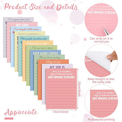 Geyee 24 Pcs Back to School Teacher Gifts Sarcastic Sticky Notes with Funny Pens 3 x 4 Inch Funny Teacher Appreciation Gifts for Coworkers Employee Office Staff Work Team Appreciation Gift - style: Sarcastic