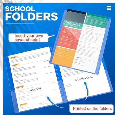 Henoyso 24 Pcs Plastic Folders with Clear Front Pocket and 3 Prong Take Home Plastic 2 Pocket Folder Back to School for Students Parent Teacher Communication for School Office (Blue) - color: Blue