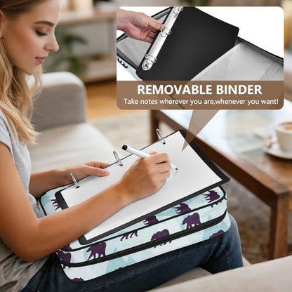 Heavy-Duty 3-Hole Ring System Binder Organizer Portfolio with 7-Pocket Expandable Filing Layer and Inner Stationery Pockets for School Office Documents Bears Purple