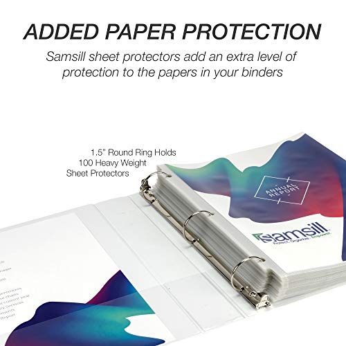 Samsill 4 Pack Durable 1.5 Inch 3 Ring Binders, Round Ring, Clear View Cover for Presentations, White - color: White, size: 1.5-Inch