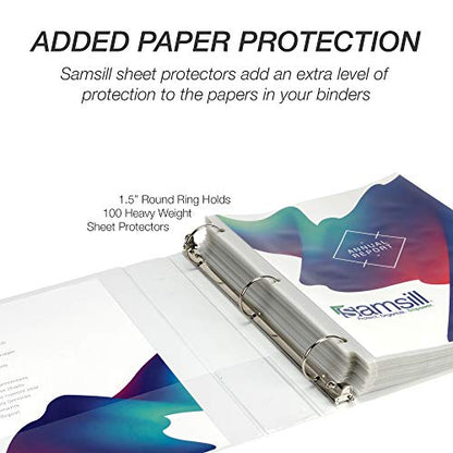 Samsill 4 Pack Durable 1.5 Inch 3 Ring Binders, Round Ring, Clear View Cover for Presentations, White - color: White, size: 1.5-Inch