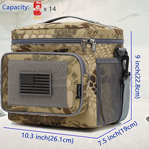 FlowFly Lunch Bag, Insulated Cooler, Thermal Lunch Box Tote with MOLLE/PALS Webbing, Adjustable Padded Shoulder Strap, for Tactical Men Women Adults and Boys Girls Kids (Camo#3, Medium) - color: Camo#3, size: Medium