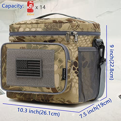 FlowFly Lunch Bag, Insulated Cooler, Thermal Lunch Box Tote with MOLLE/PALS Webbing, Adjustable Padded Shoulder Strap, for Tactical Men Women Adults and Boys Girls Kids (Camo#3, Medium) - color: Camo#3, size: Medium
