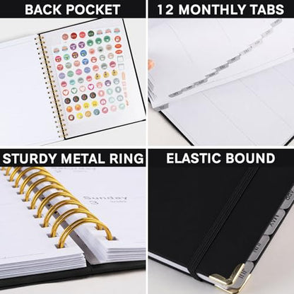 Planner 2026-2027, Weekly and Monthly Academic Planner, Jul 2026 - Jul 2027, 8.5"x11" Large Hardcover Daily Planner Calendar with Tabs for Women, Year Planning Agenda for Teacher and Student (Black) - color: Black