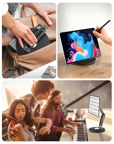 Jakeko Magnetic Portable Monitor Stand 15.6" - VESA Mount 75mm 13.3" 14.1" 15.6" 17.3" 18.5 inch Screen for Desk Adjustable Foldable 360° Swivel Tool-Free - size: Up to 18.5''