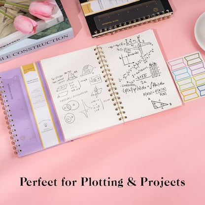 Yoment Graph Paper Notebook A5 Graphing Spiral Notebook 160 Pages Grid Paper Notebook Spiral Bound Pink Hardcover Spiral Journal 5x7 Grid Notebooks for Note Taking, Pink - color: Pink, style: A - Graph - A5