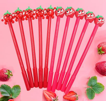 30 Pcs Cute Strawberry Gel Ink Pens, Fruit 0.5 mm Black Ink Cool Novelty Writing Pens for Ournaling, Writing, Note-Taking, Teacher Student School Party Office Home Supplies (Cute Strawberry) - style: Cute Strawberry