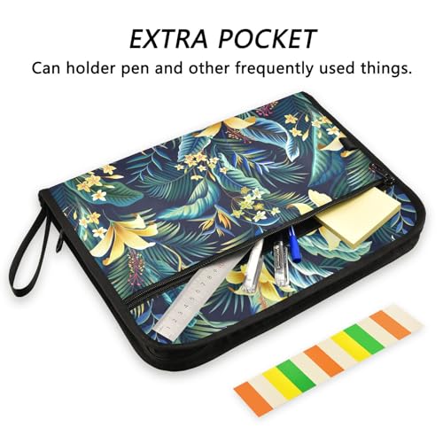 Hibiscus Plumeria Palm File Folders,Plastic Folders with 13 Pockets,Expandable File Folder for Documents School Students Office,Aesthetic Folder with Labels A4 Letter Size - color: Multi 26