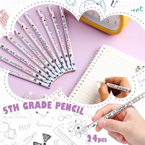 Tenceur 24 Pcs 1st Graders Pencils Bulk Motivational Pencils with Erasers Inspirational Pencil with Back to School Supplies for Kids Student Teacher Classroom Reward - style: 1st Graders