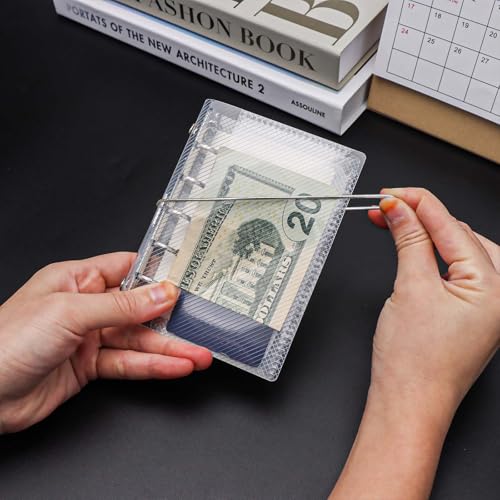 AxeWoodz Clear A8 Binder PP Trifold Binder 5 Rings Loose Leaf Binder Notebook with 120 Sheets A8 Refill Paper (Vertical Lined&to Do List&Weekly Plan) - style: Vertical Lined&To Do List&Weekly Plan