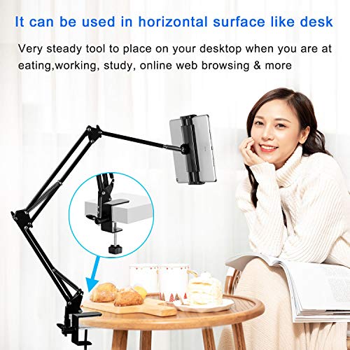 Tablet Stand Adjustable,Foldable Arm Stand for Bed,Aluminum Universal Flexible Tablet Holder with 360 Degree Rotation Compatible with iPad/iPhoneX/iPad Pro/N-Switch,or Other 4.5~12.9 Inches Devices