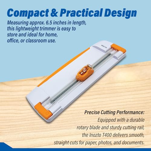 12" Portable Paper Cutter with Safety Guard for Precise Trimming of A4 Paper, cardstock & Photos. Ideal for Scrapbooking & Invitations. (Orange) - style: Dual-track Sliding Paper Cutter