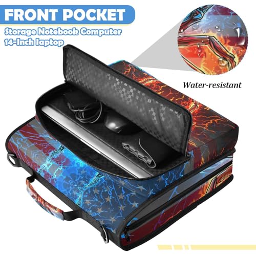 Fire and Lightning Spider 3 Ring Zipper Binder Bag with Laptop Pockets and Shoulder Strap Tote Binders Organizer Case for School Office - color: Lightning Spider
